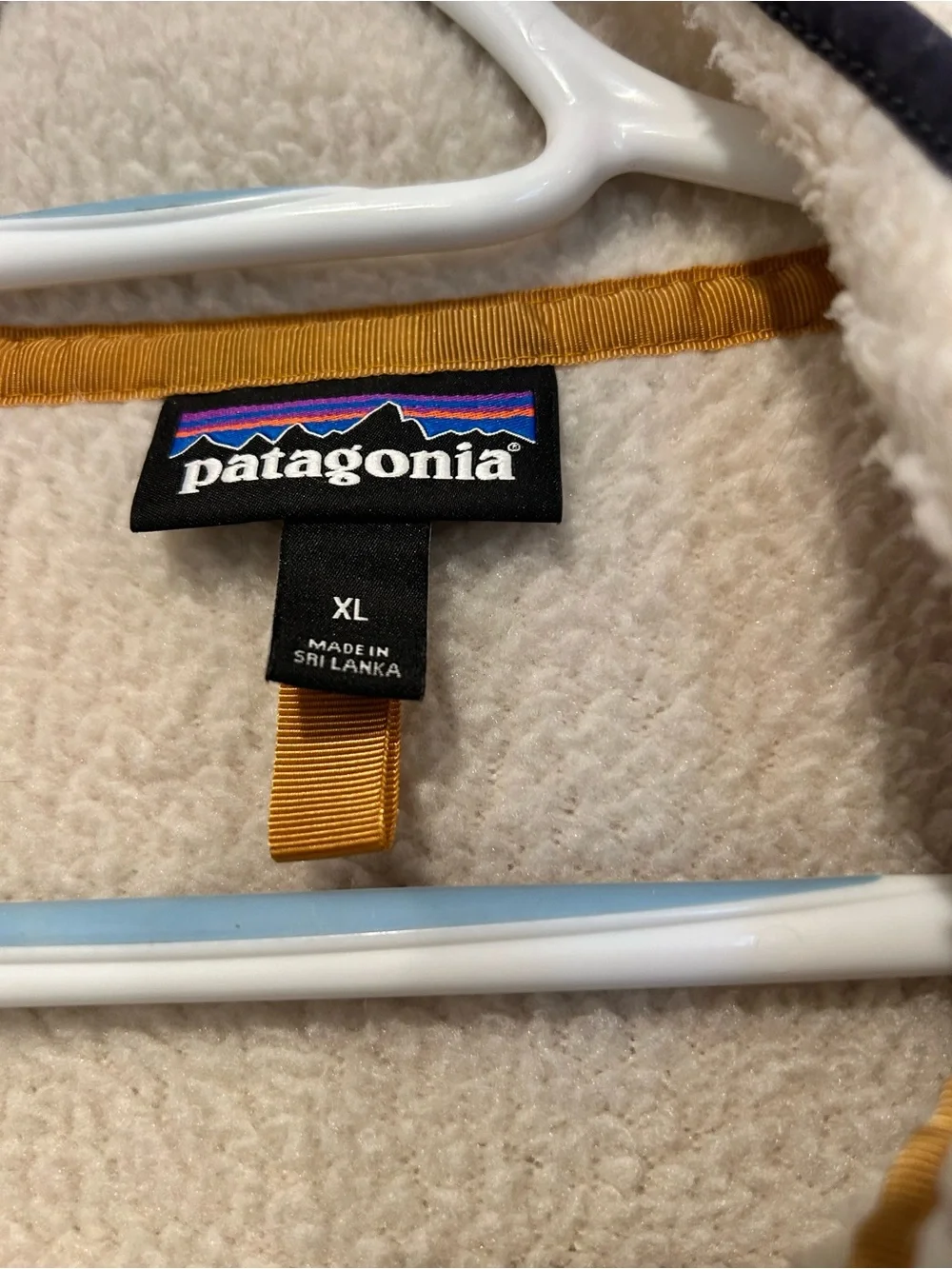 Patagonia Cream Sherpa Half-Zip Pullover with Gold Trim - Picture 2 of 2